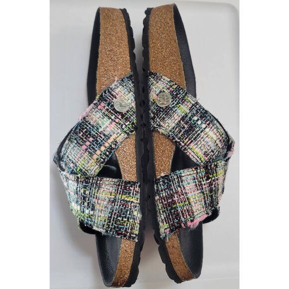 Birkenstock Siena Synthetic Material/Textile Green Two-Strap Sandals Sz 39 New - Picture 4 of 10